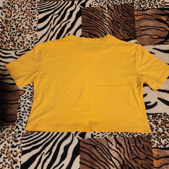 Y2K Yellow Crop Top with Cloud And Rain Design Size Small - Picture 2 of 6